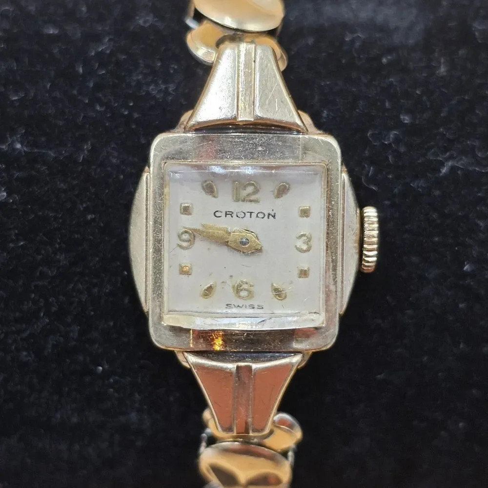 Croton 10k RGP 17 Jewel Vintage Ladies Cocktail Watch Runs Great